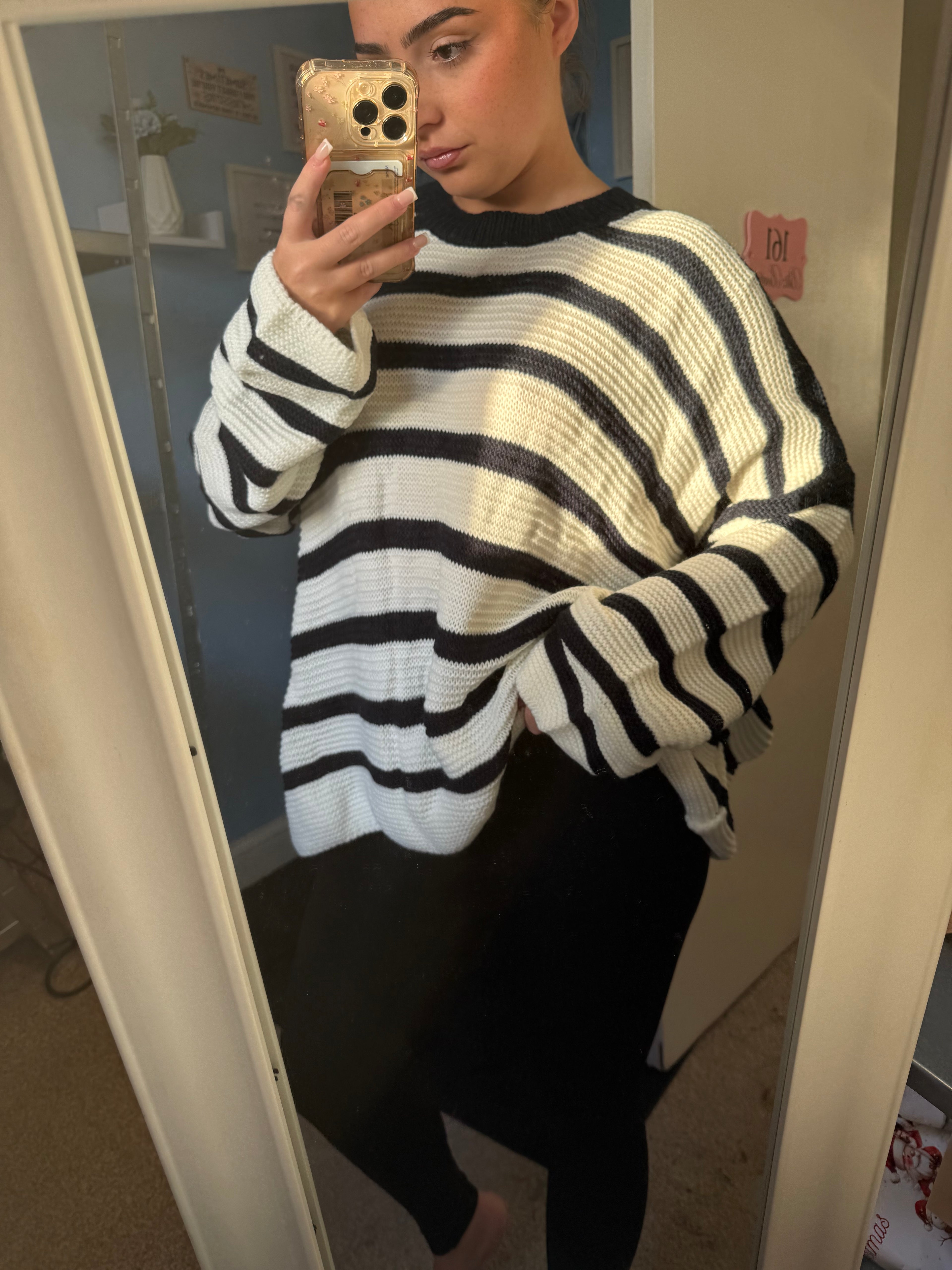 CELIA navy striped knitted jumper