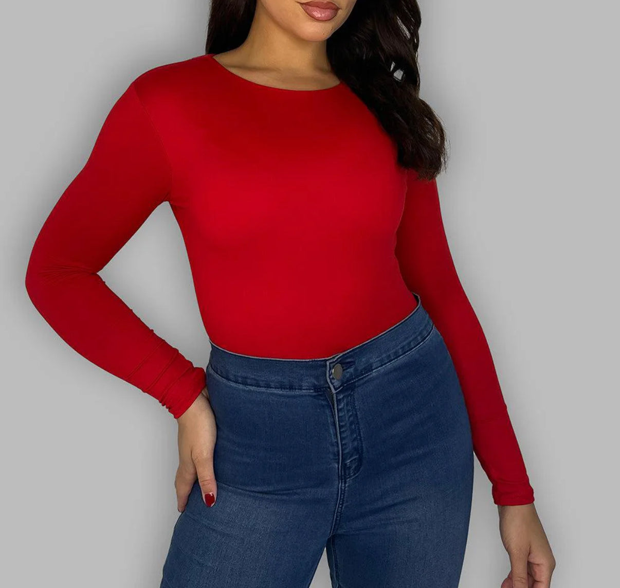 AMARA red double lined long sleeve bodysuit