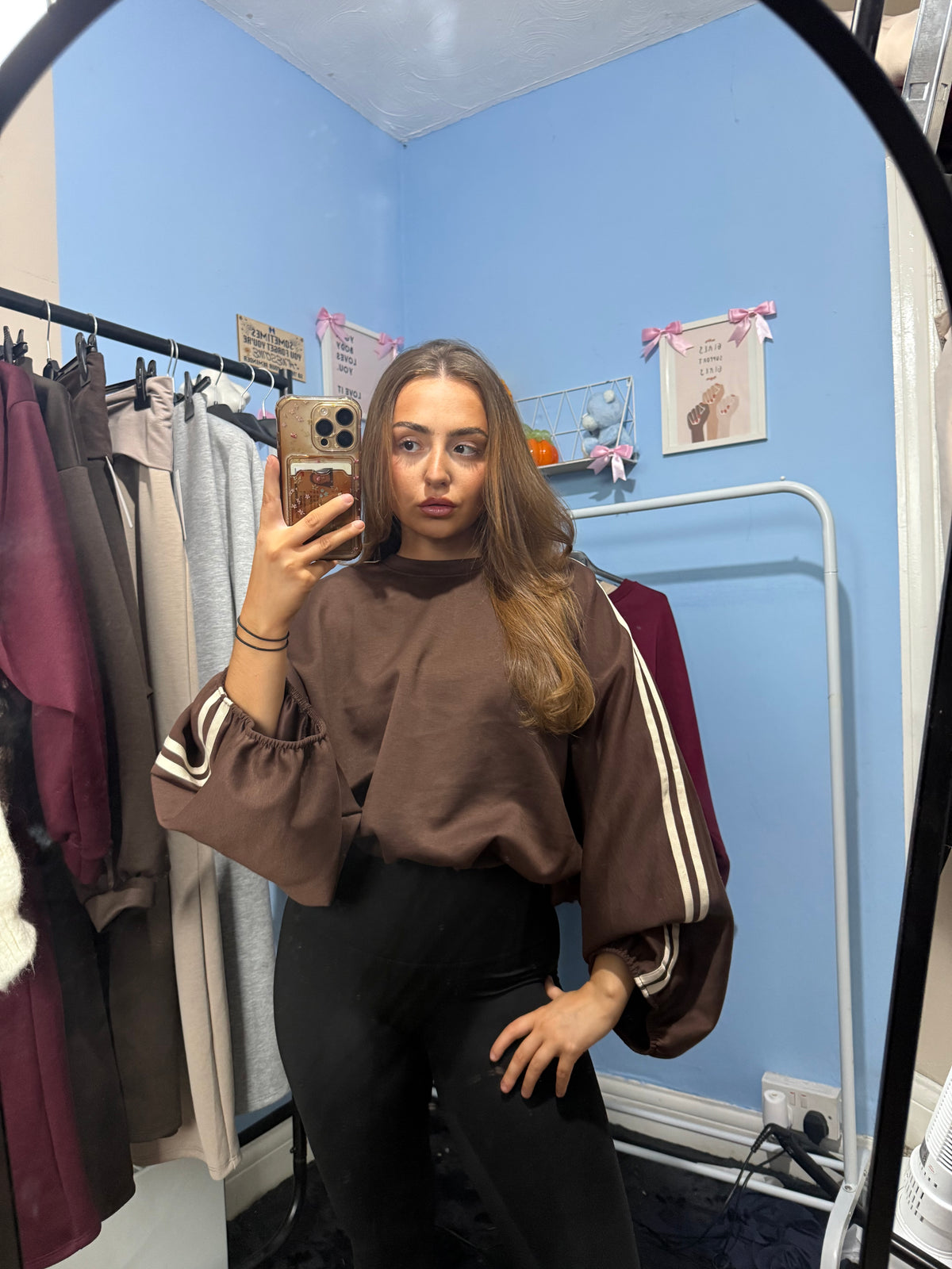 Brown Beige and Burgundy Bubble Hem Jumpers Versatile Jumper for Everyday Wear