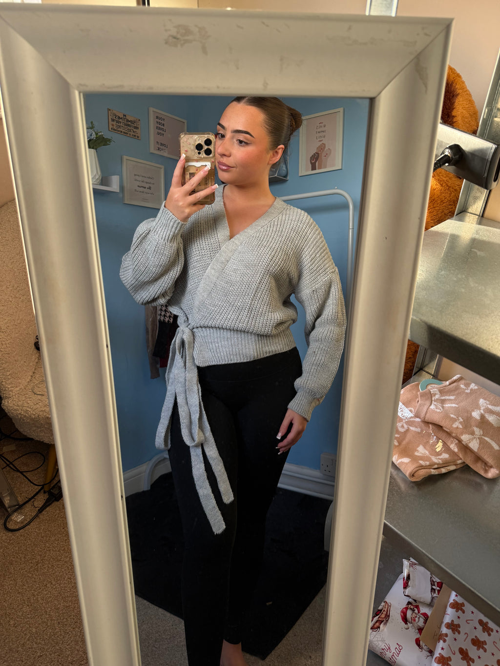 IRIS grey knitted tie up cardigan