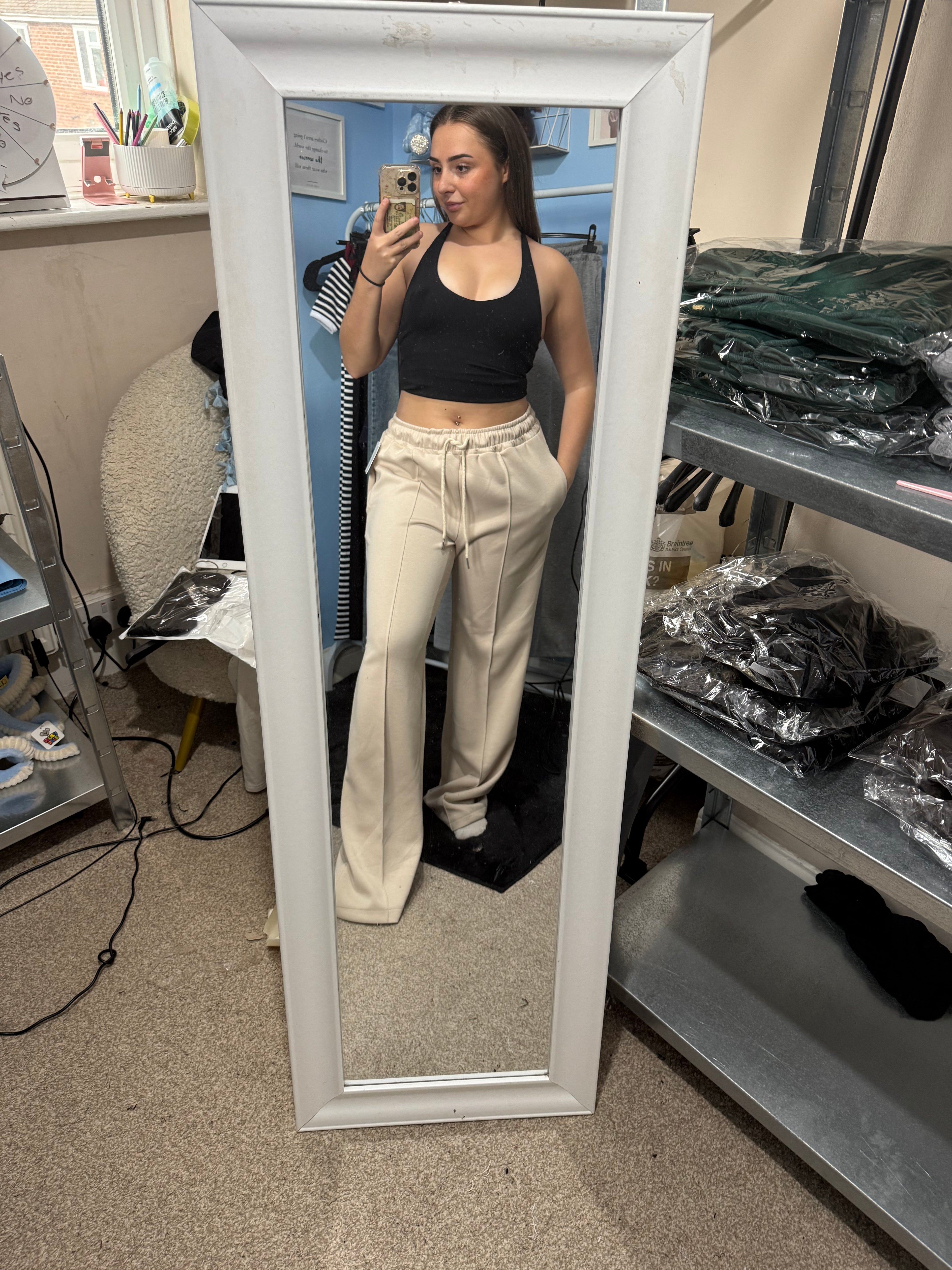 FLORENCE beige straight leg joggers