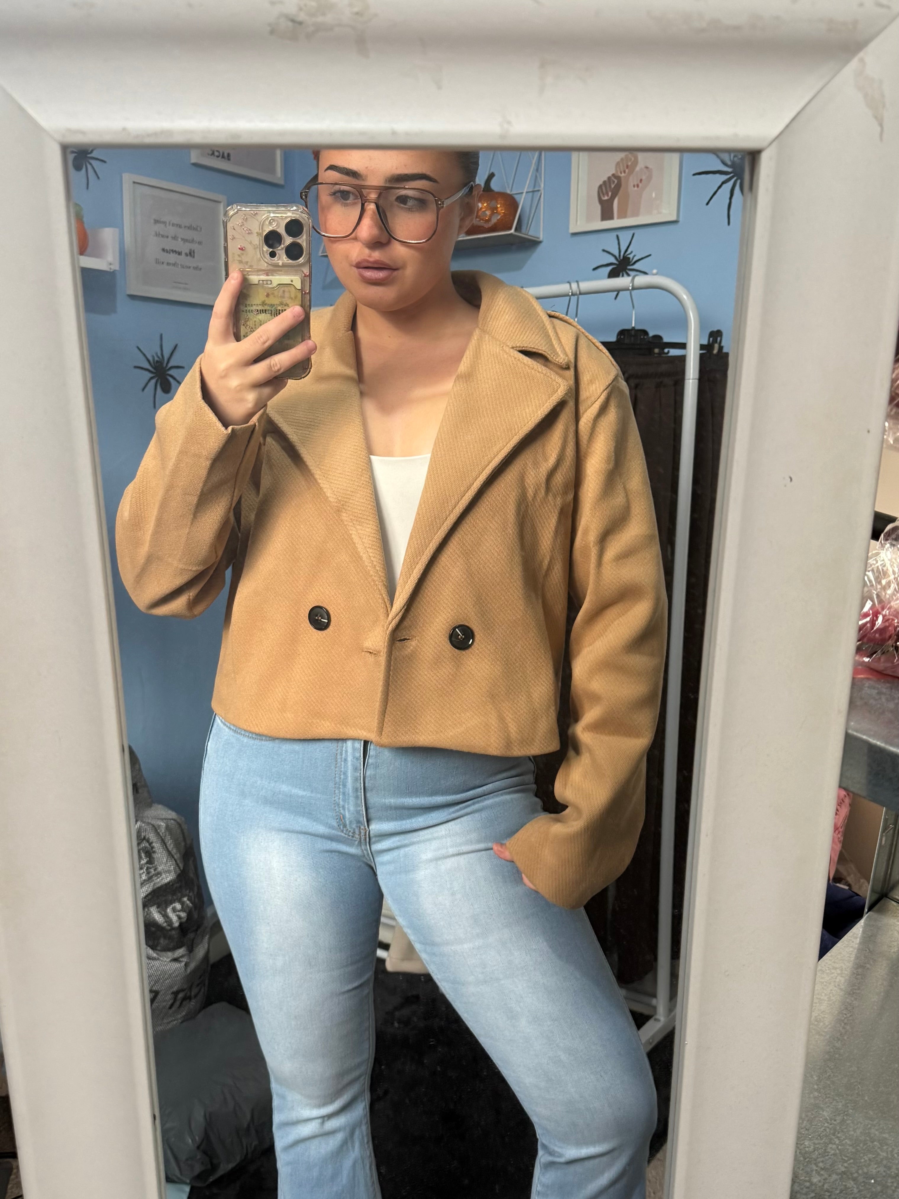 SIENNA textured double breasted jacket