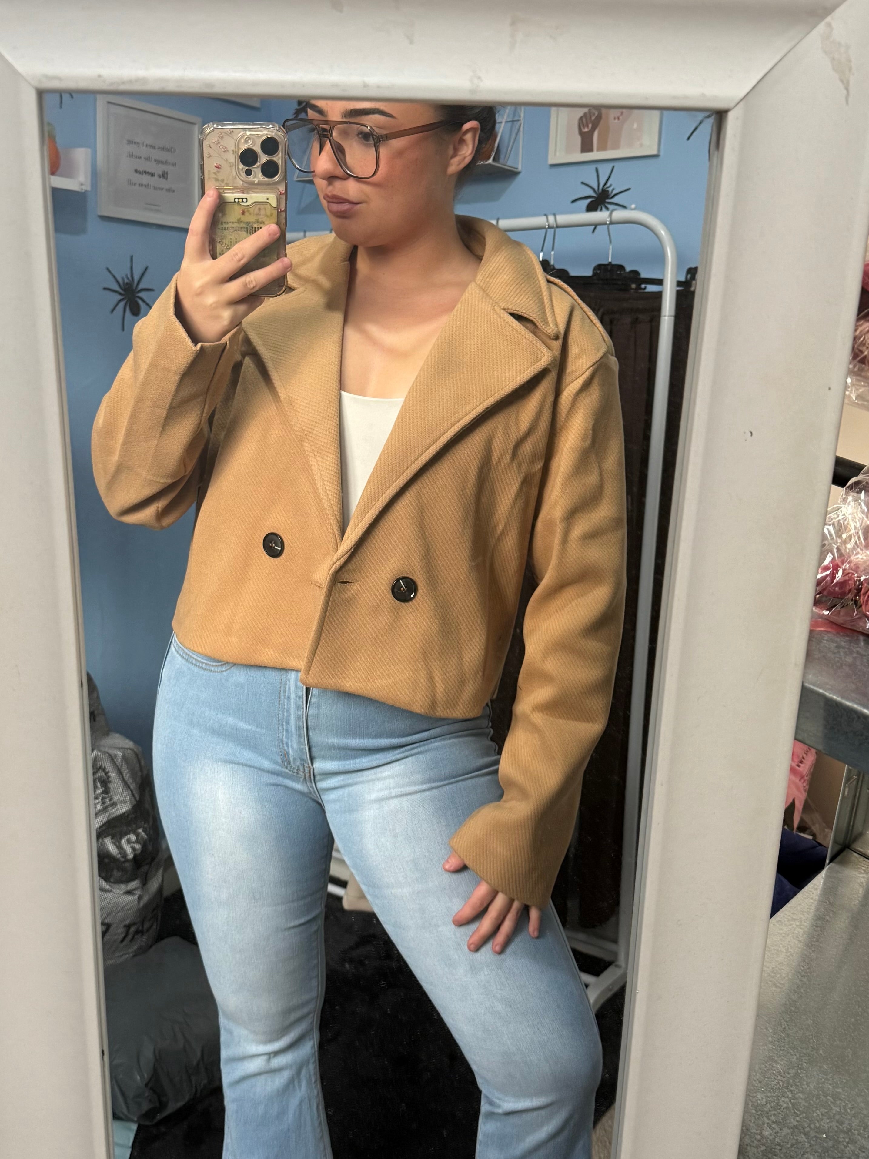 SIENNA textured double breasted jacket