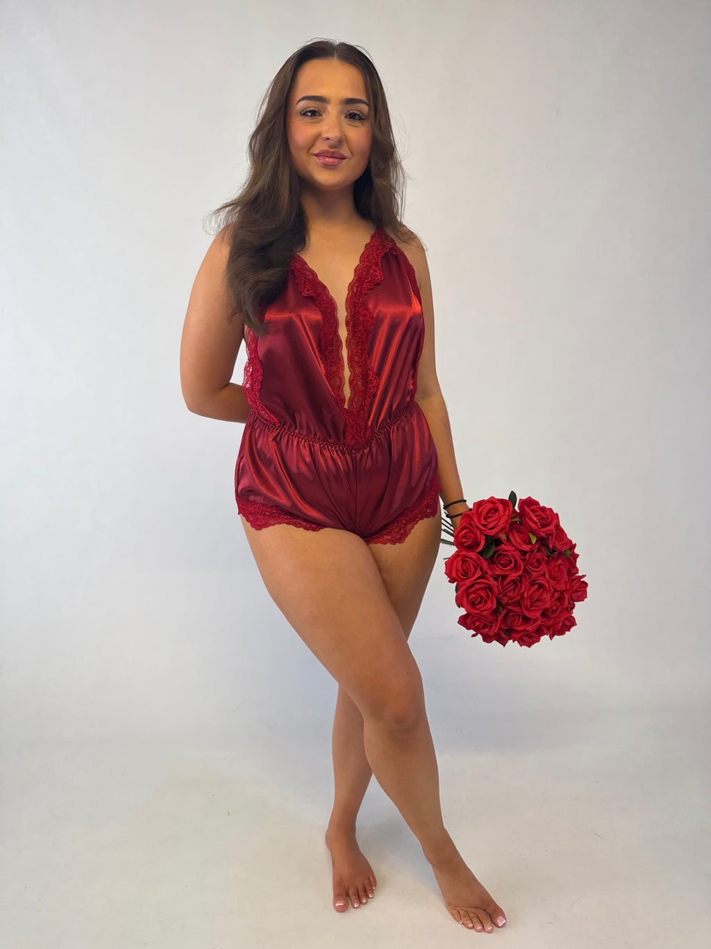 DAHLIA red romper