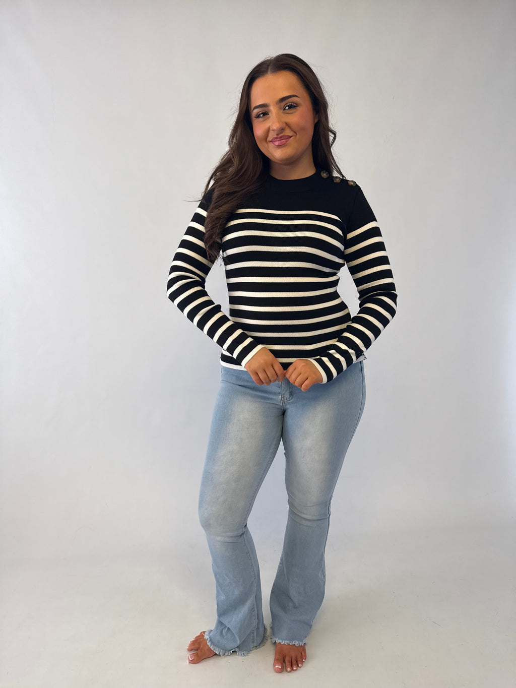 AUBREY black and white striped top