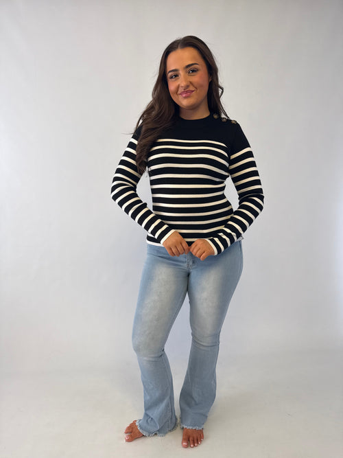 AUBREY black and white striped top
