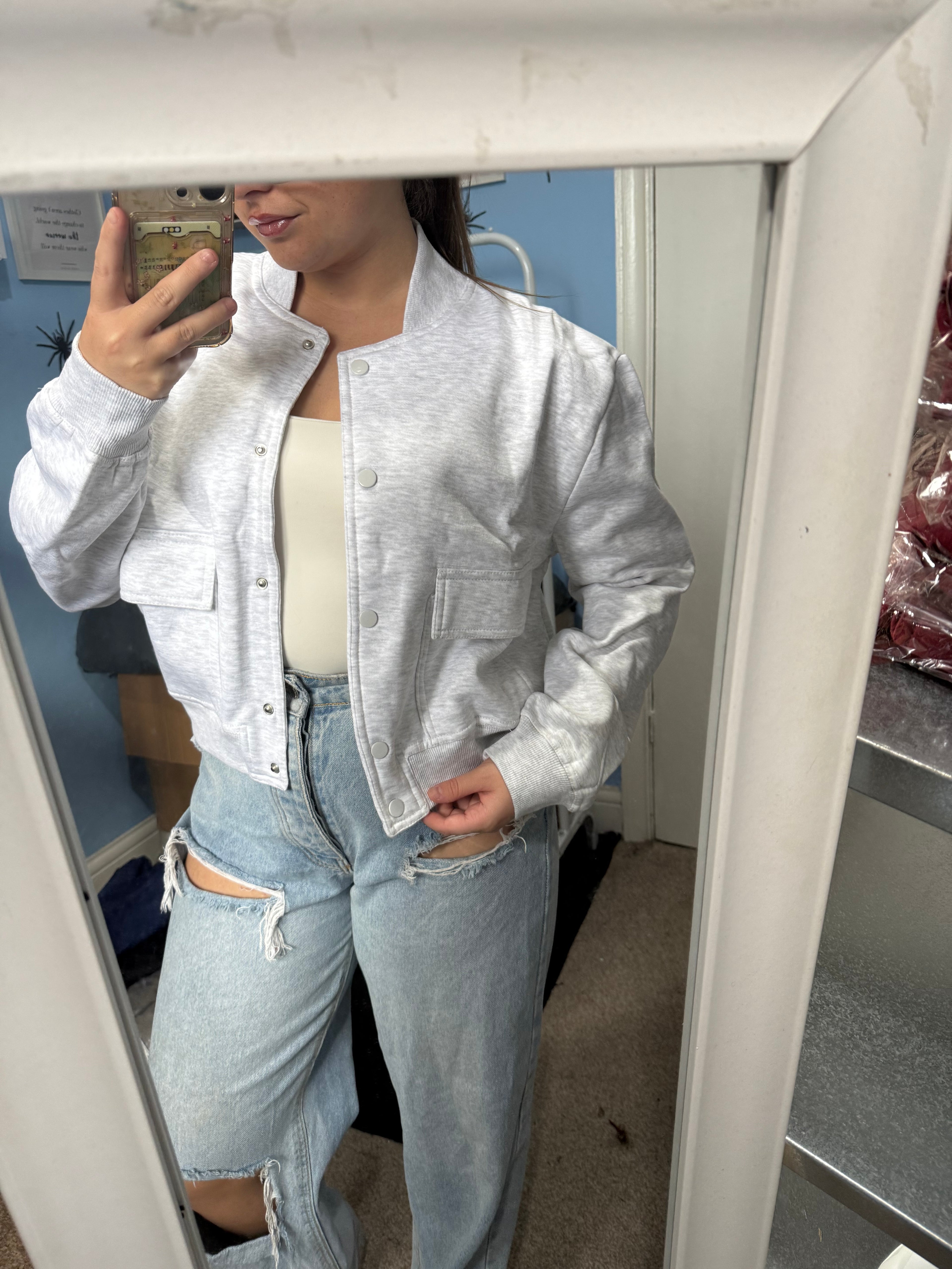 ASPEN grey fleece lined bomber jacket