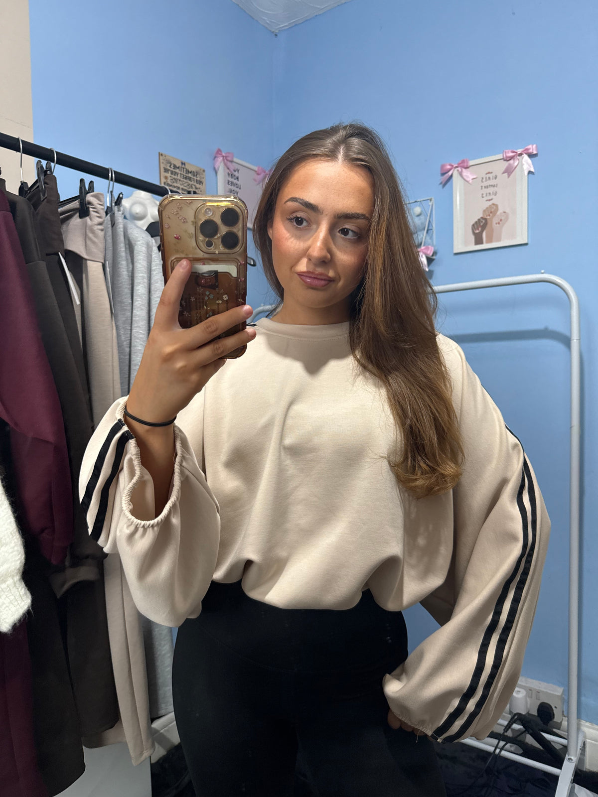 Brown Beige and Burgundy Bubble Hem Jumpers Versatile Jumper for Everyday Wear