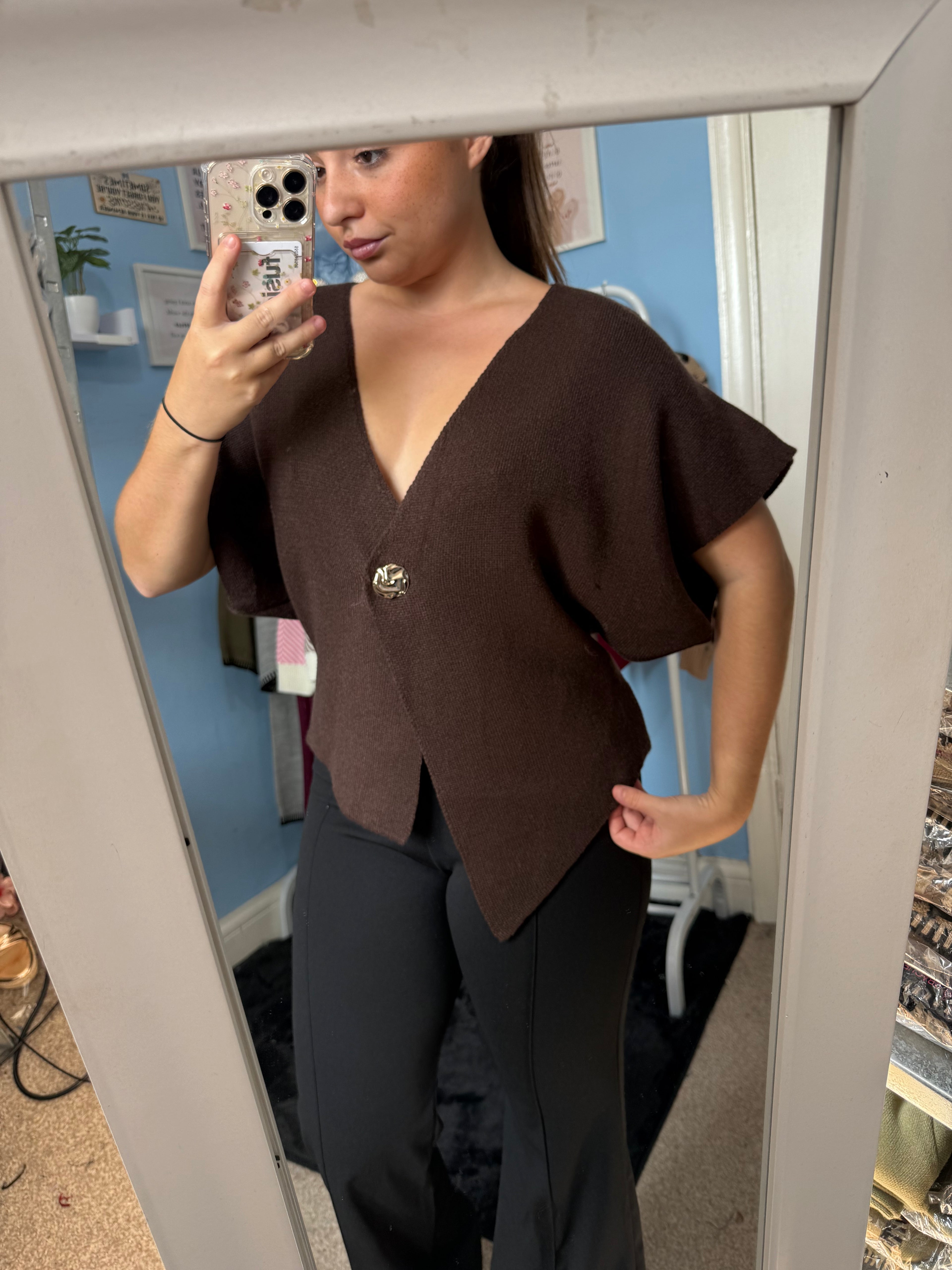 MOLLY fine knit button top