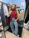 Maroon Asymmetrical Halter Top for Women