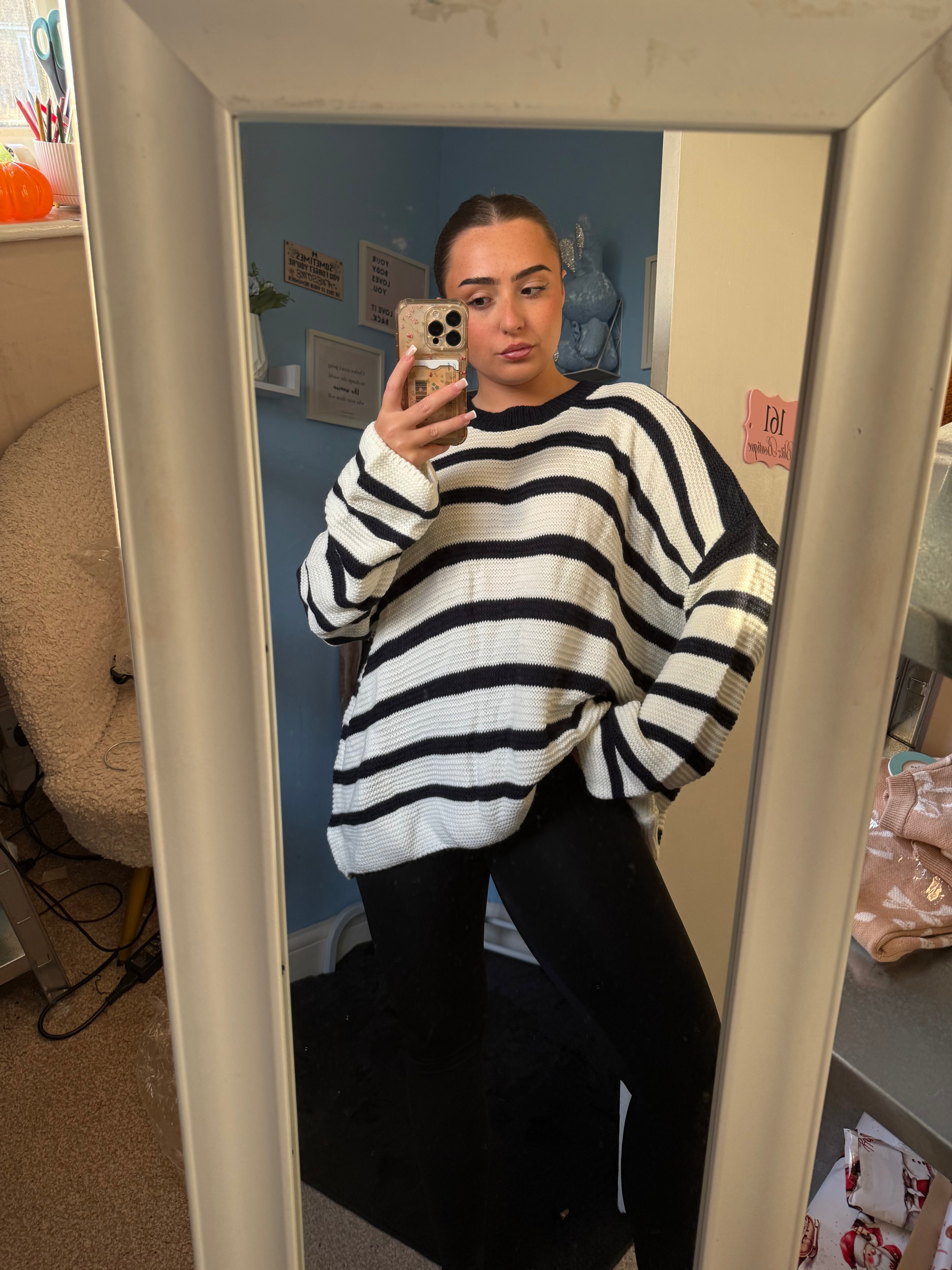 CELIA navy striped knitted jumper