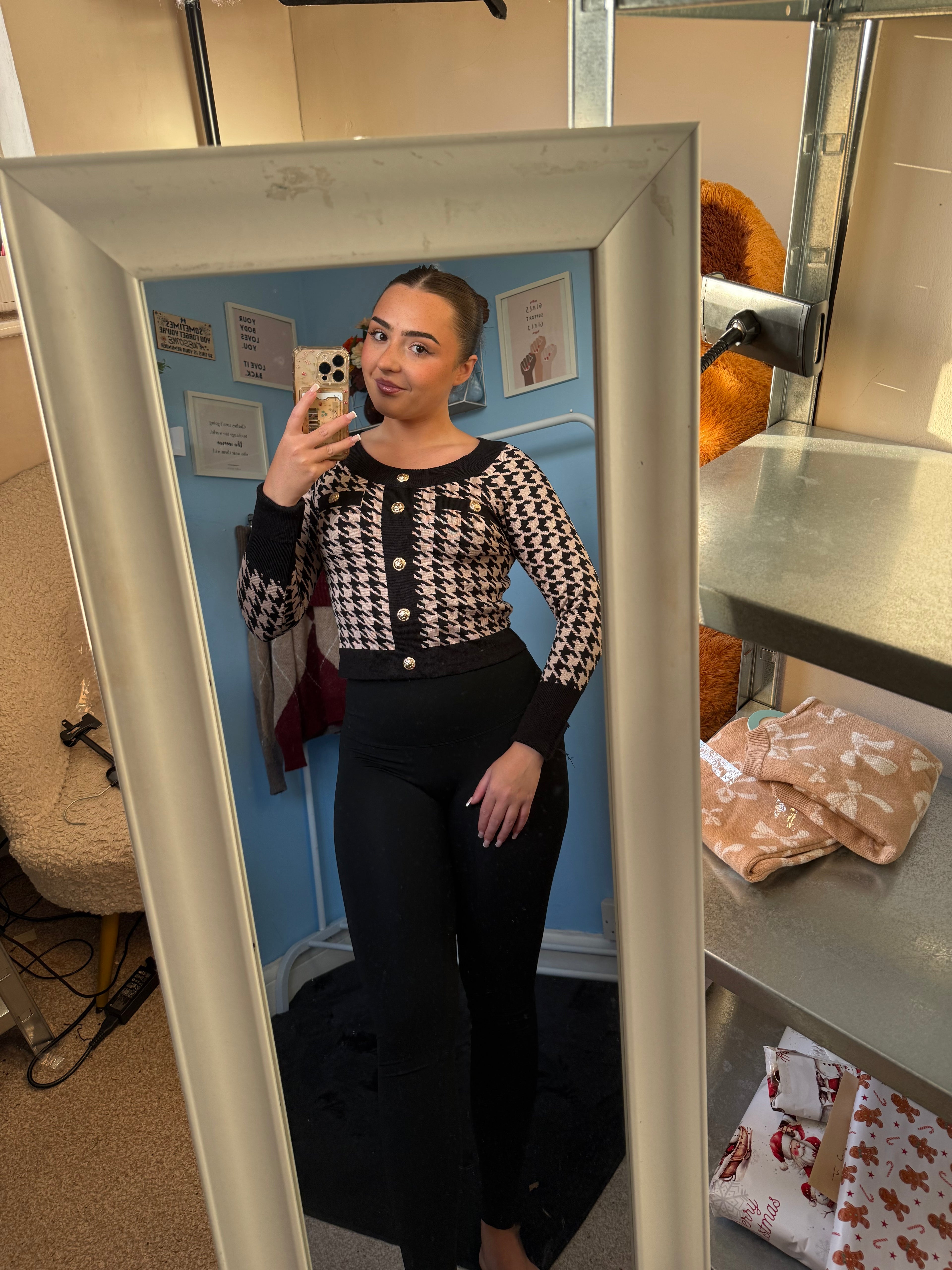 BELLE houndstooth knitted top