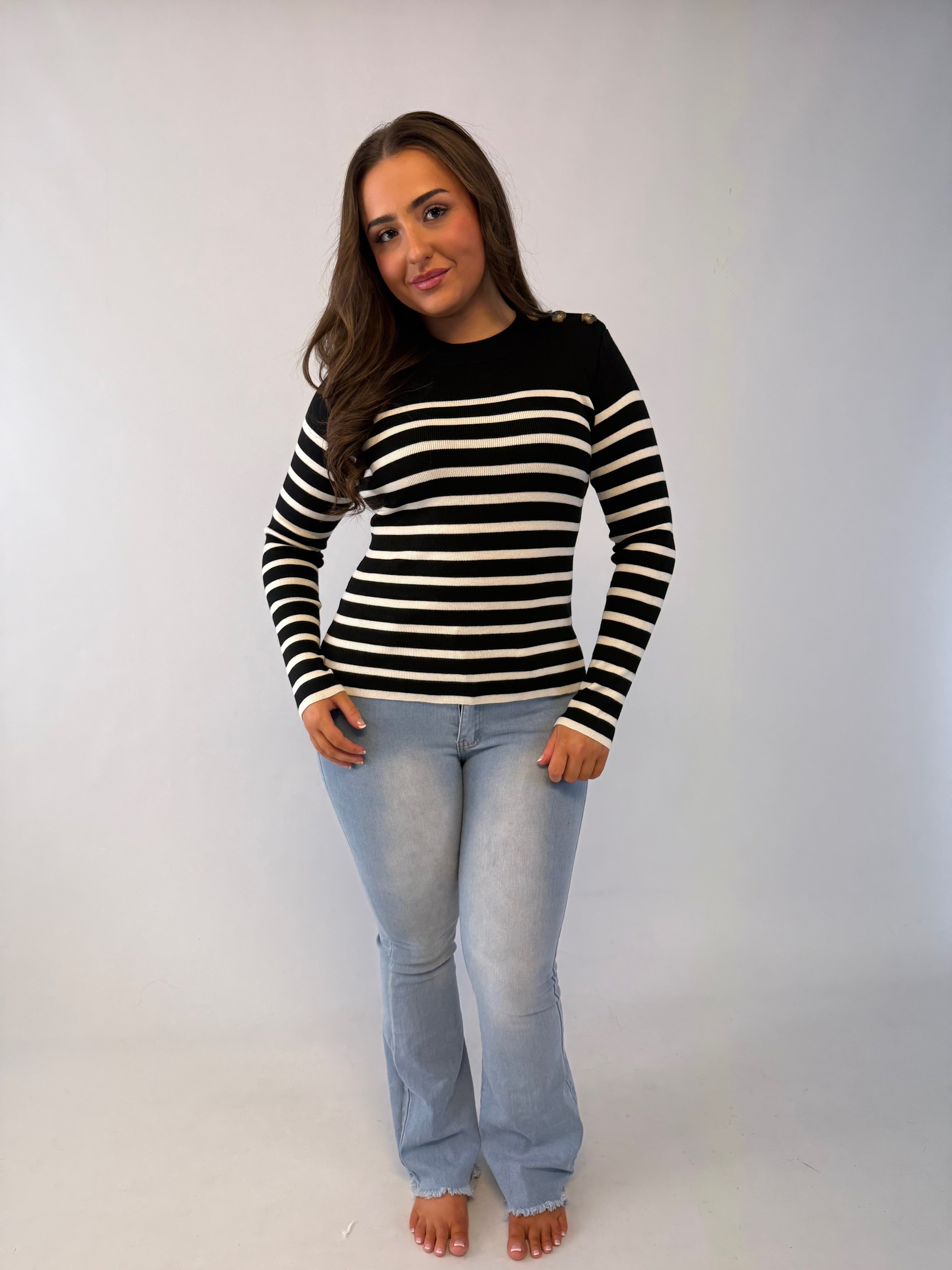 AUBREY black and white striped top