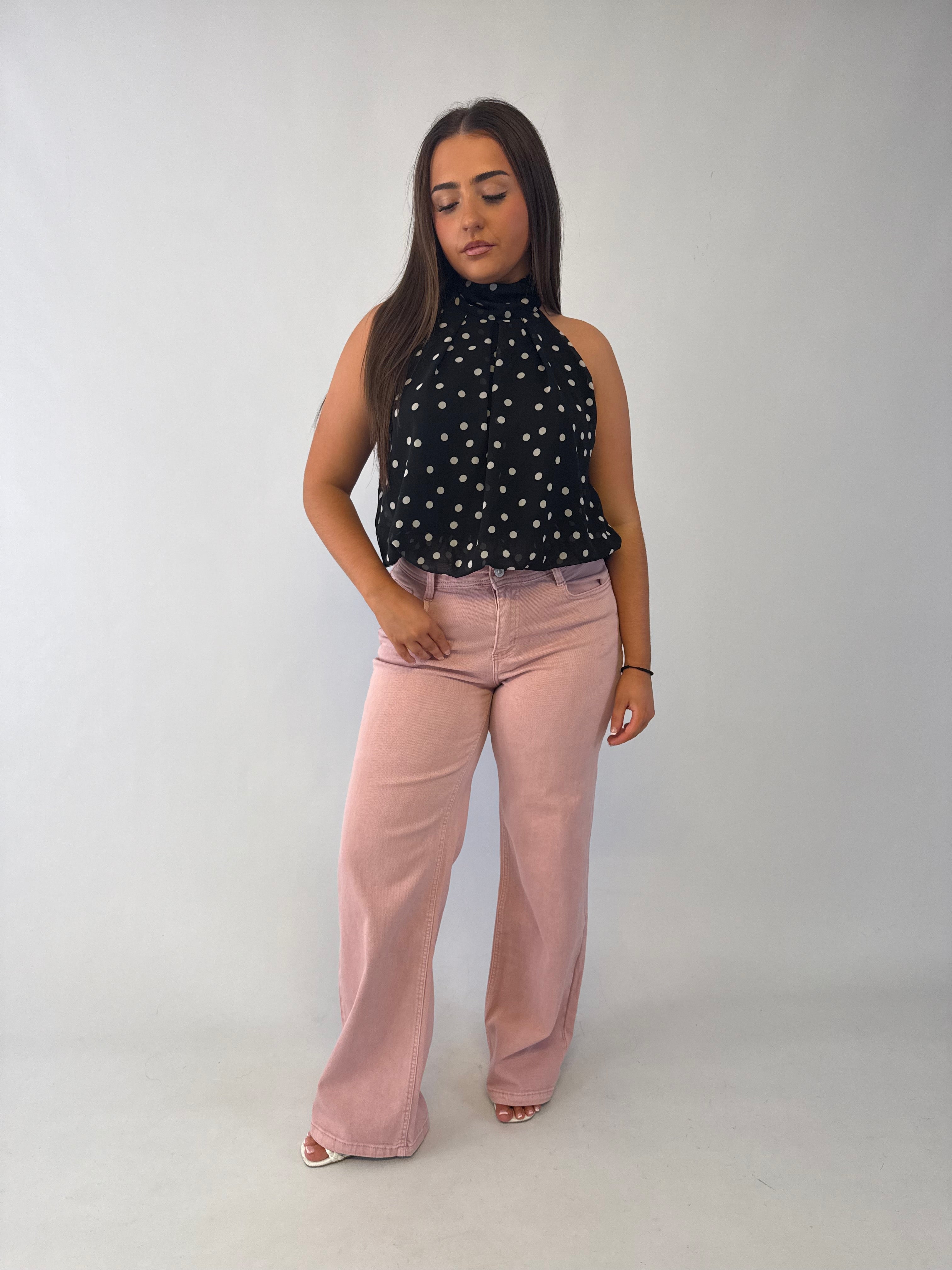 JASMINE black and white polka dot top