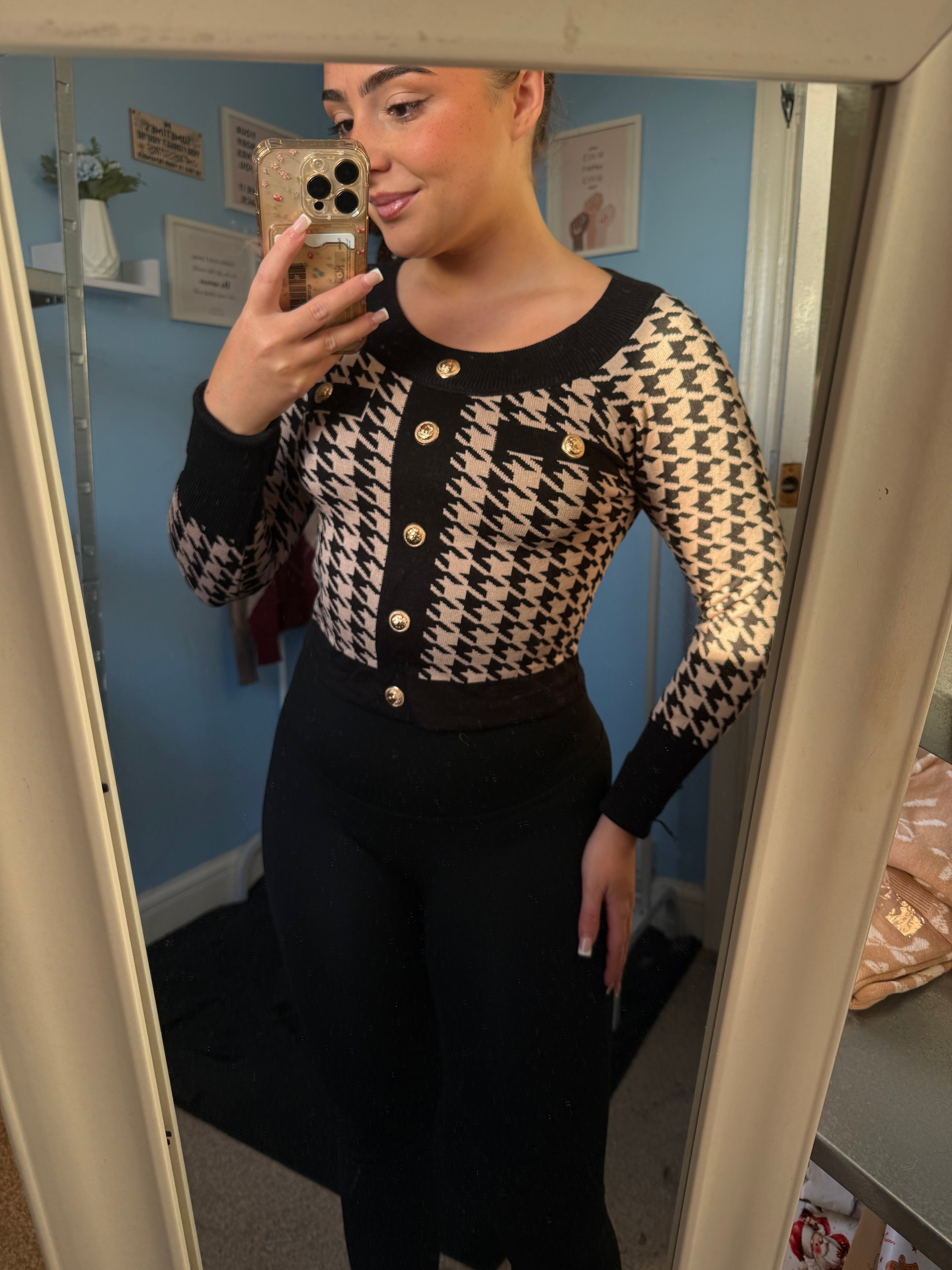 BELLE houndstooth knitted top