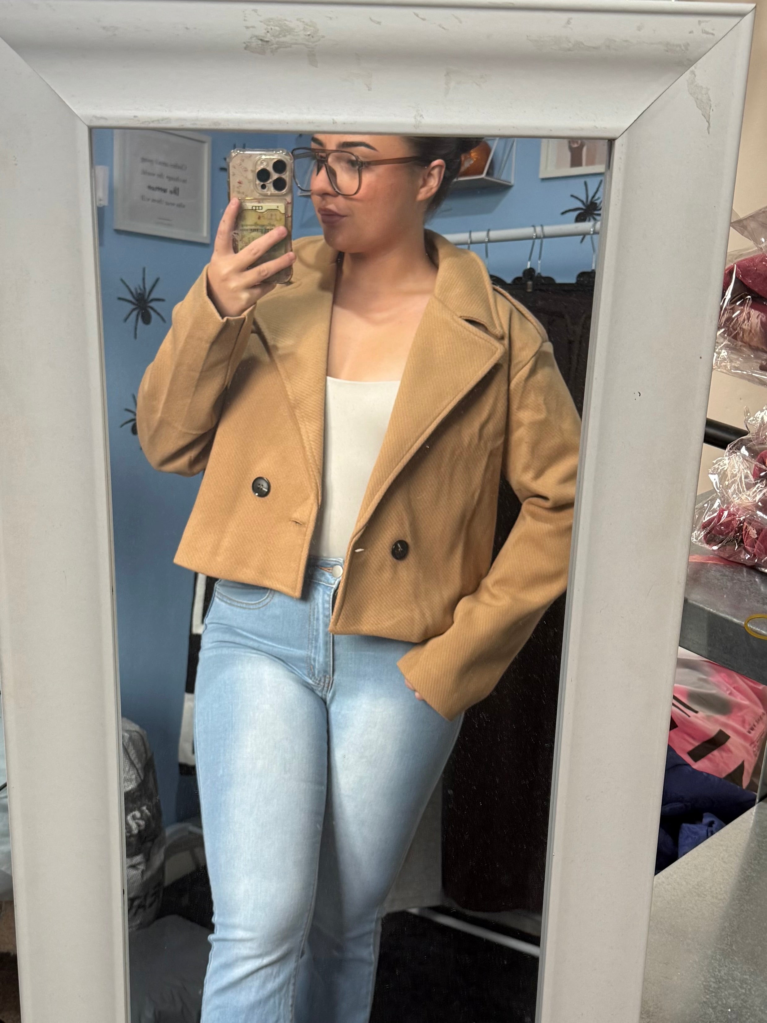 SIENNA textured double breasted jacket