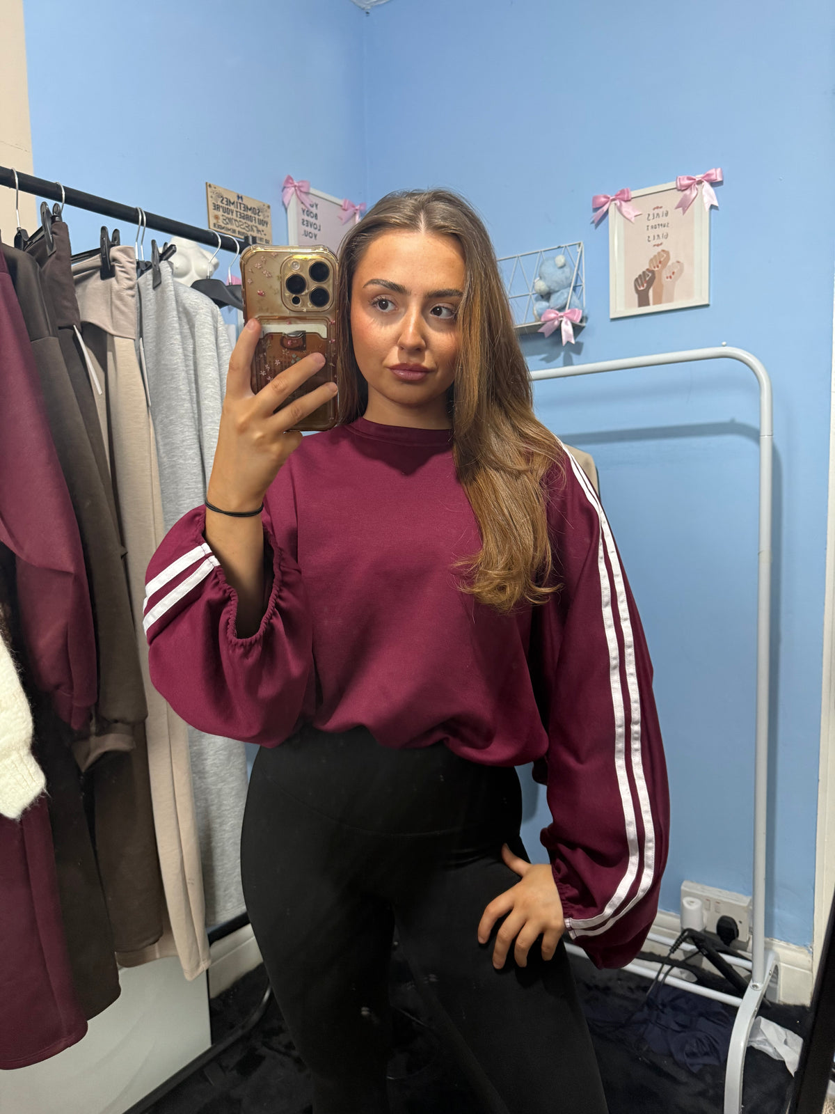 Brown Beige and Burgundy Bubble Hem Jumpers Versatile Jumper for Everyday Wear