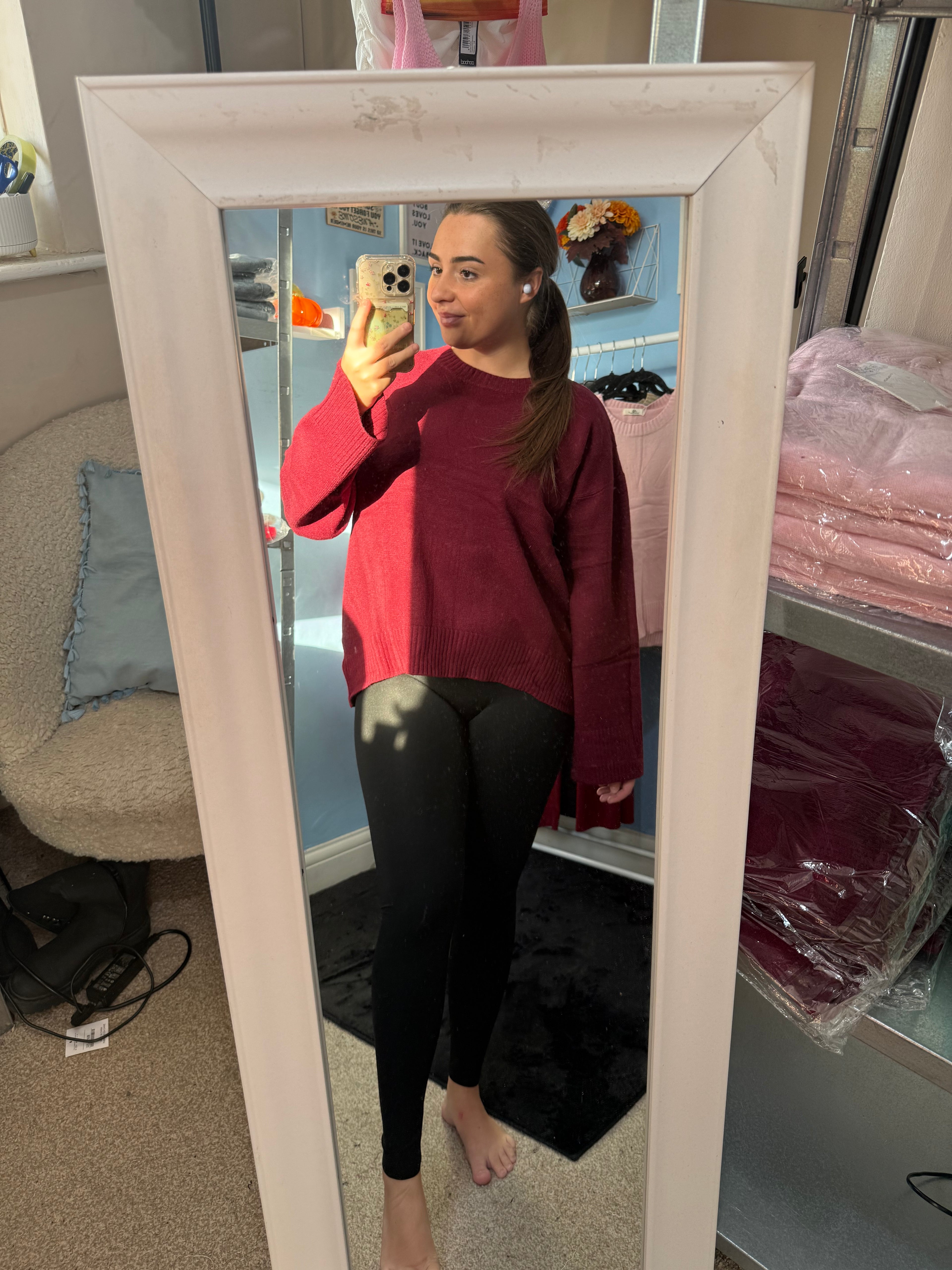 OPHELIA burgundy soft touch knit jumper