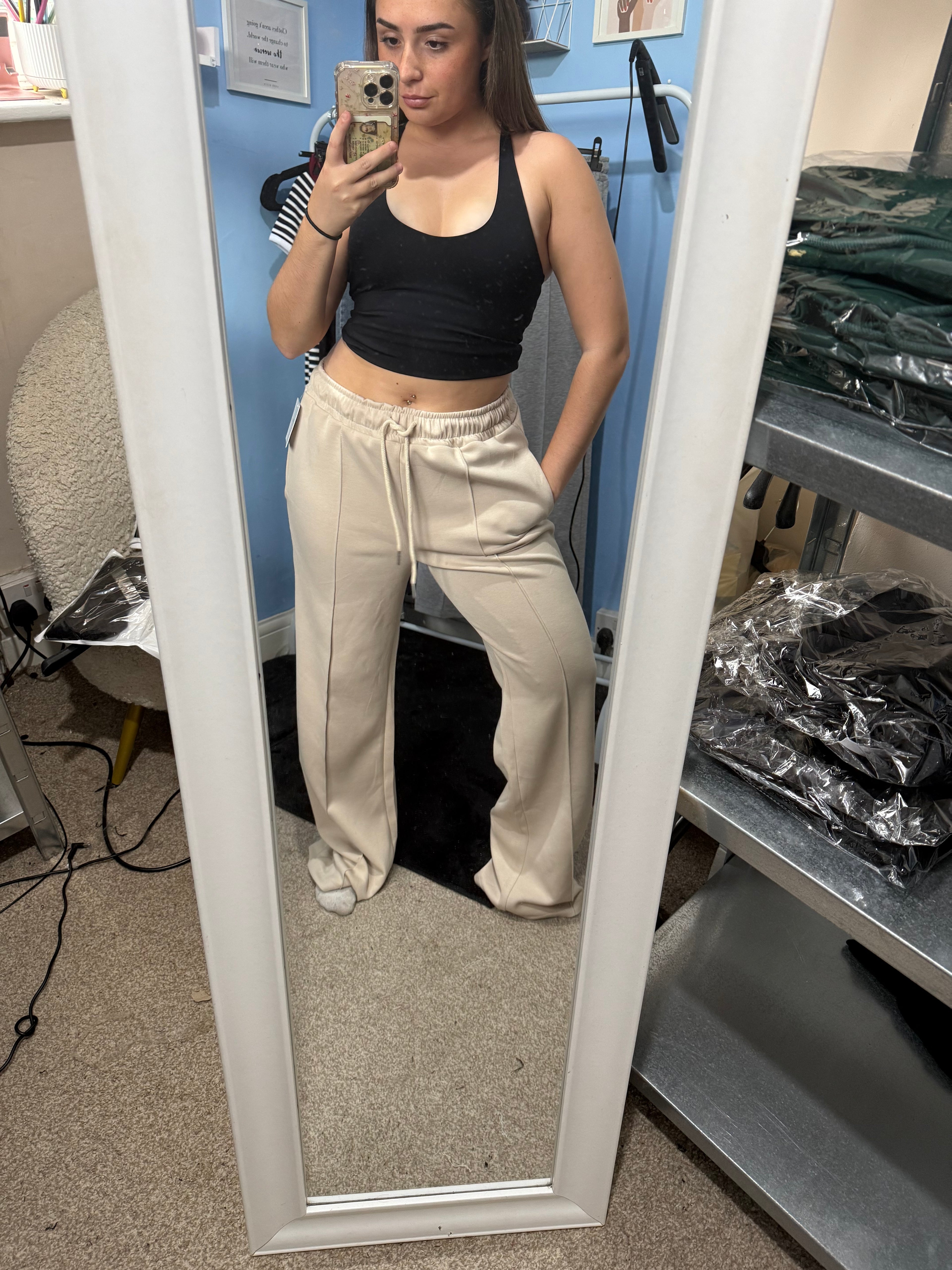 FLORENCE beige straight leg joggers